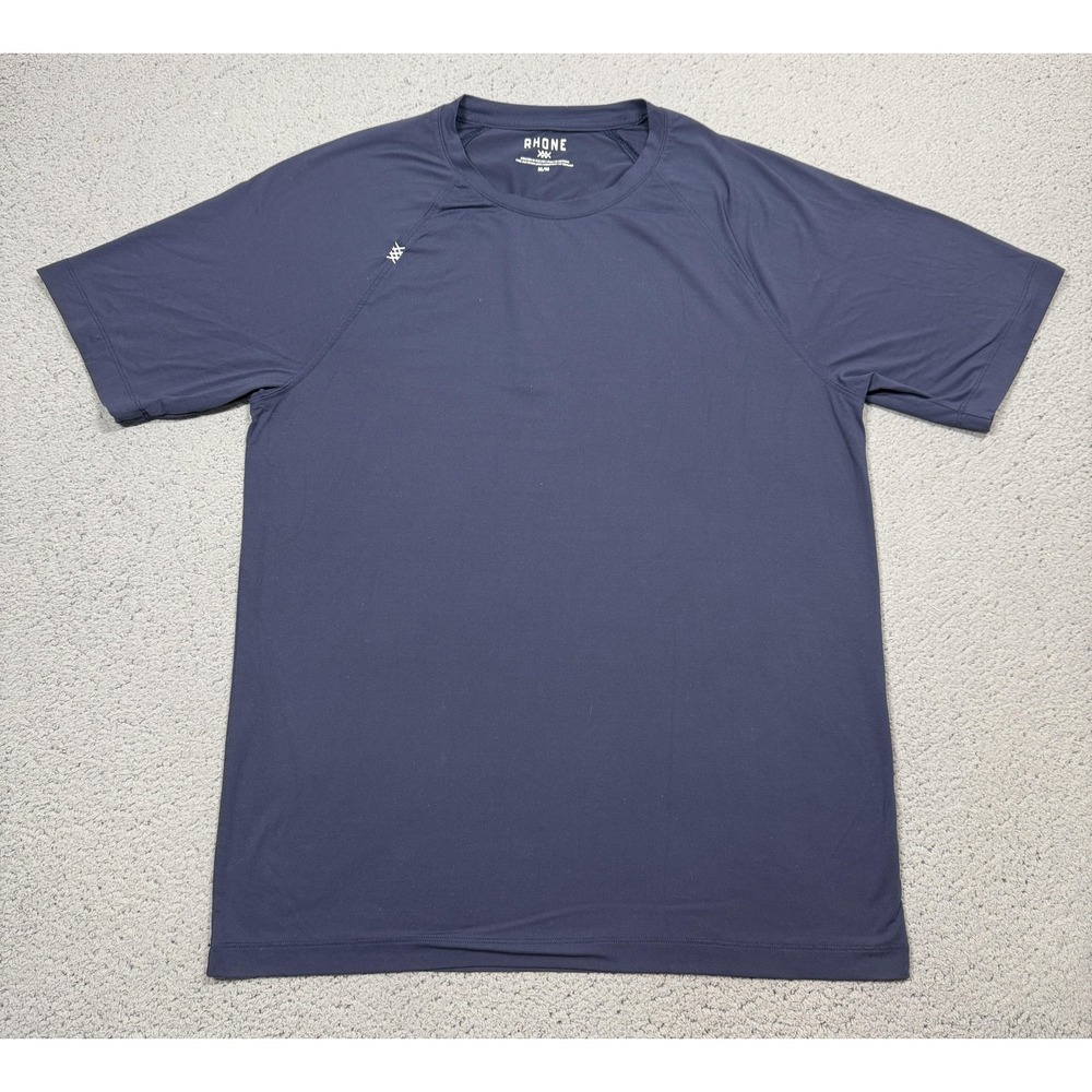 Rhone Shirt Mens Medium Blue Short Sleeve Raglan Athletic Performance Gym Top